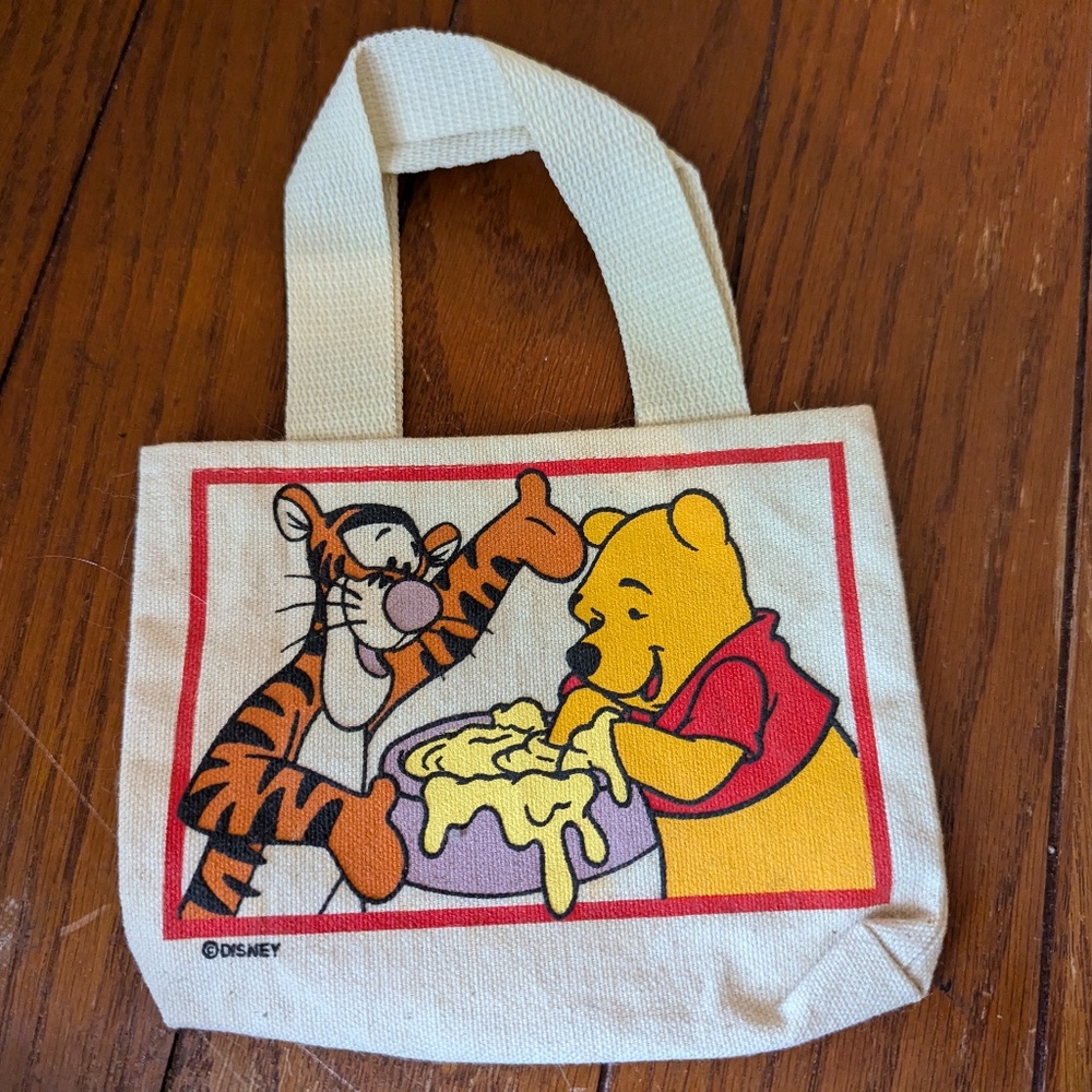 Disney Winnie the Pooh & Tigger Hunny Pot Kids Small Canvas Tote Bag 6.5 x 5 in